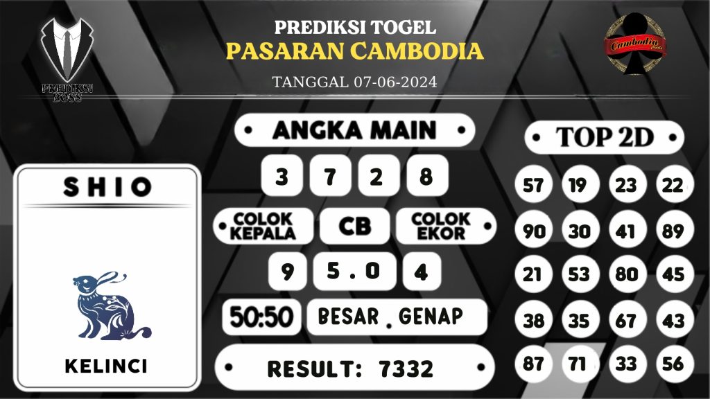https://prediksibossaja.com/prediksi-boss-togel-cambodia-jumat-07-juni-2024/